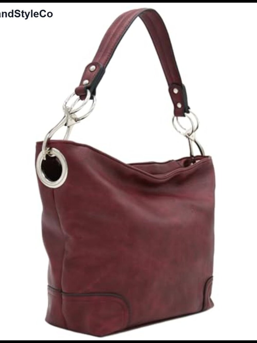 ALYSSA Hobo Shoulder Bag Faux Leather Zipper Closure Detachable Strap Large